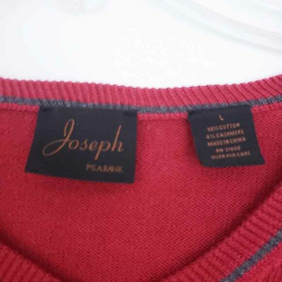 Jos. A. Bank Red Cashmere Blend VNeck Sweater Large Men Excellent Condition - Picture 4 of 5